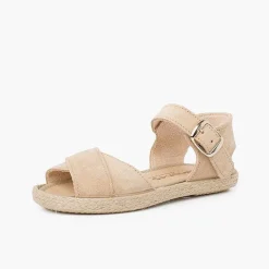 Sandalias<Pisamonas Sandalias Niña Serraje Y Yute Tiras Cruzadas