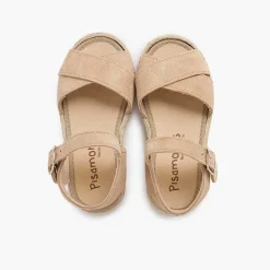 Sandalias<Pisamonas Sandalias Niña Serraje Y Yute Tiras Cruzadas