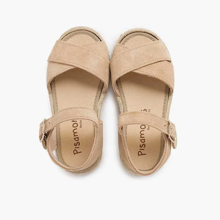 Sandalias<Pisamonas Sandalias Niña Serraje Y Yute Tiras Cruzadas