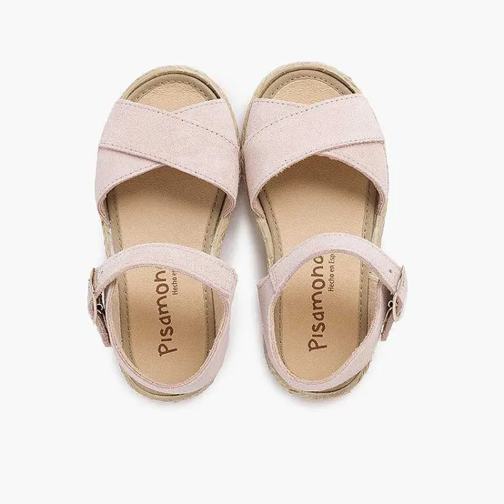Sandalias<Pisamonas Sandalias Niña Serraje Y Yute Tiras Cruzadas