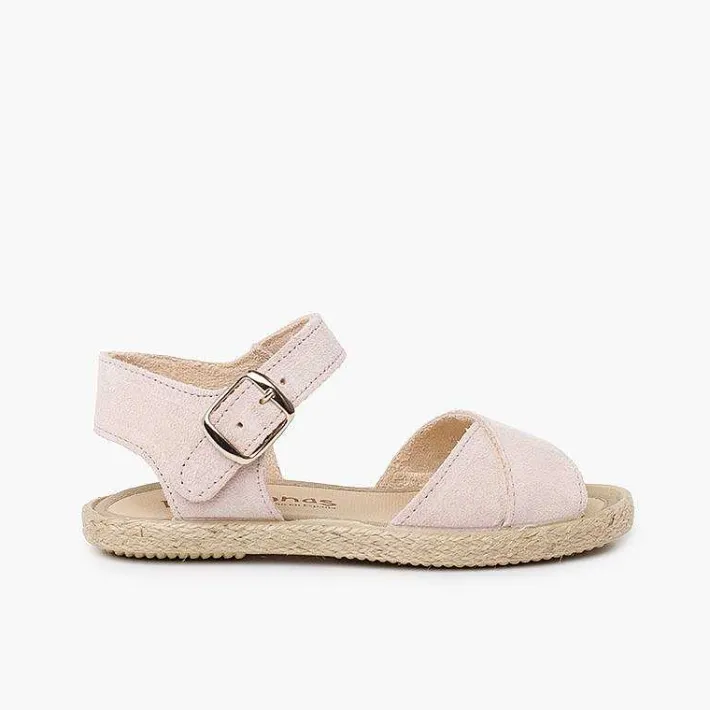 Sandalias<Pisamonas Sandalias Niña Serraje Y Yute Tiras Cruzadas
