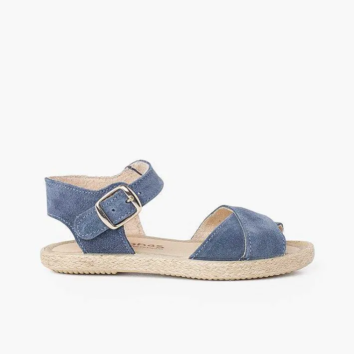Sandalias<Pisamonas Sandalias Niña Serraje Y Yute Tiras Cruzadas