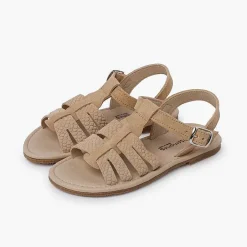 Sandalias<Pisamonas Sandalias Niña Tipo Gladiador Piel Grabada Color Arena