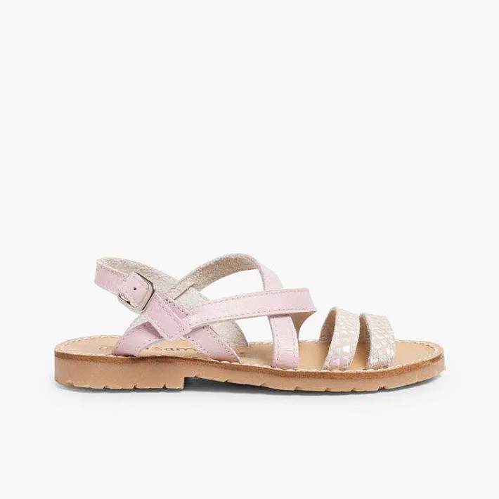 Sandalias<Pisamonas Sandalias Niña Tiras Cruzadas Piel Efecto Nacar