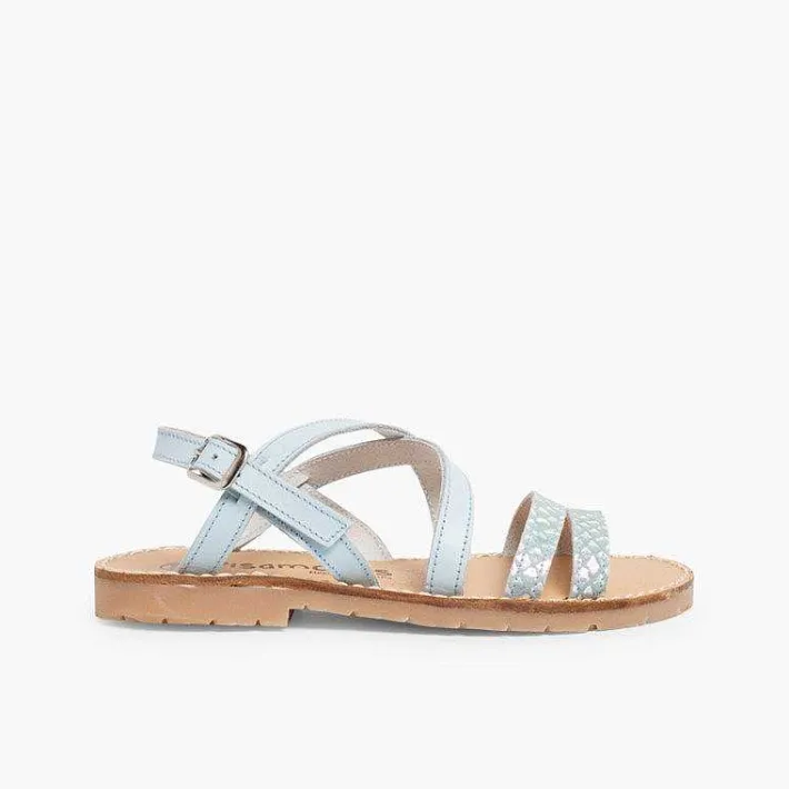 Sandalias<Pisamonas Sandalias Niña Tiras Cruzadas Piel Efecto Nacar