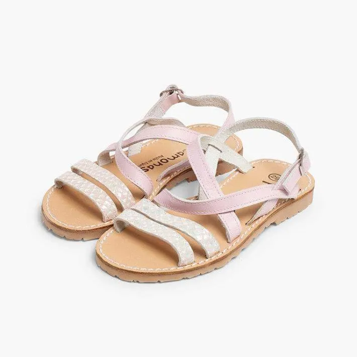 Sandalias<Pisamonas Sandalias Niña Tiras Cruzadas Piel Efecto Nacar