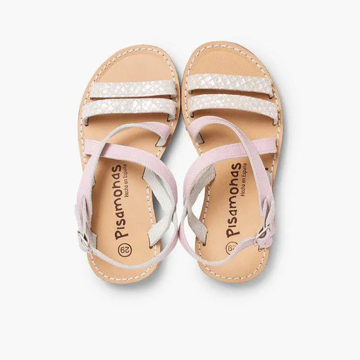 Sandalias<Pisamonas Sandalias Niña Tiras Cruzadas Piel Efecto Nacar