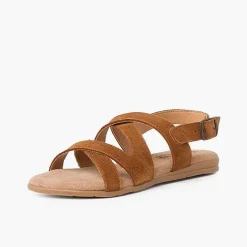 Sandalias<Pisamonas Sandalias Niña Y Mujer De Piel Con Tiras Cruzadas Color Camel