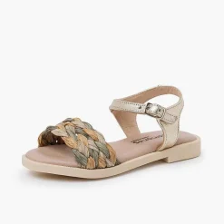 Sandalias<Pisamonas Sandalias Niña Y Mujer Pala Trenzada Con Hebilla Color Oro