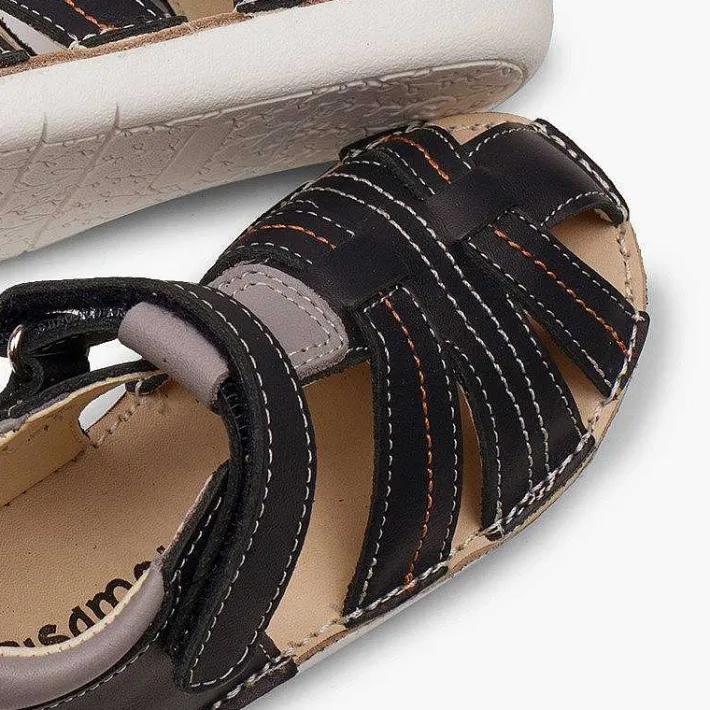 Sandalias<Pisamonas Sandalias Piel Niño Con Tira Adherente Cangrejera