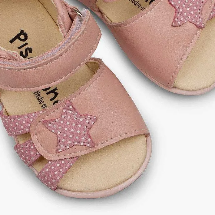 Sandalias<Pisamonas Sandalias Piel Primeros Pasos Niña Tira Adherente Y Estrella