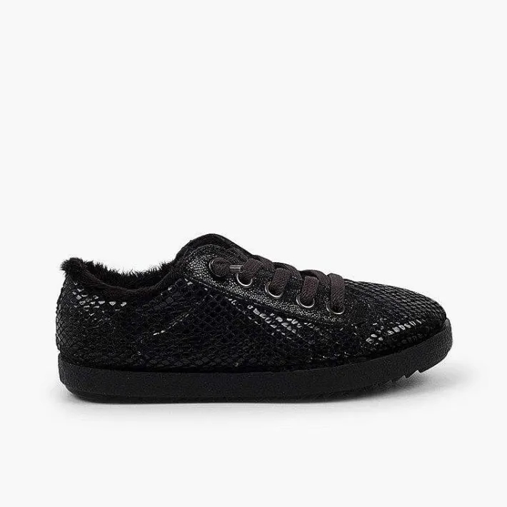 Zapatillas<Pisamonas Zapatillas Animal Print Serpiente Con Forro Pelo Color Negro