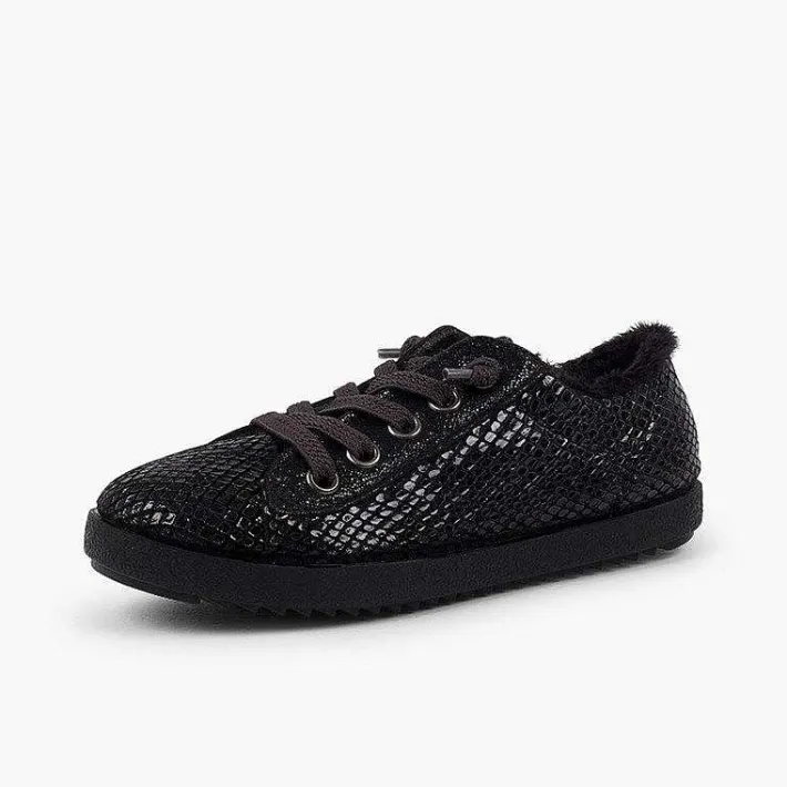Zapatillas<Pisamonas Zapatillas Animal Print Serpiente Con Forro Pelo Color Negro