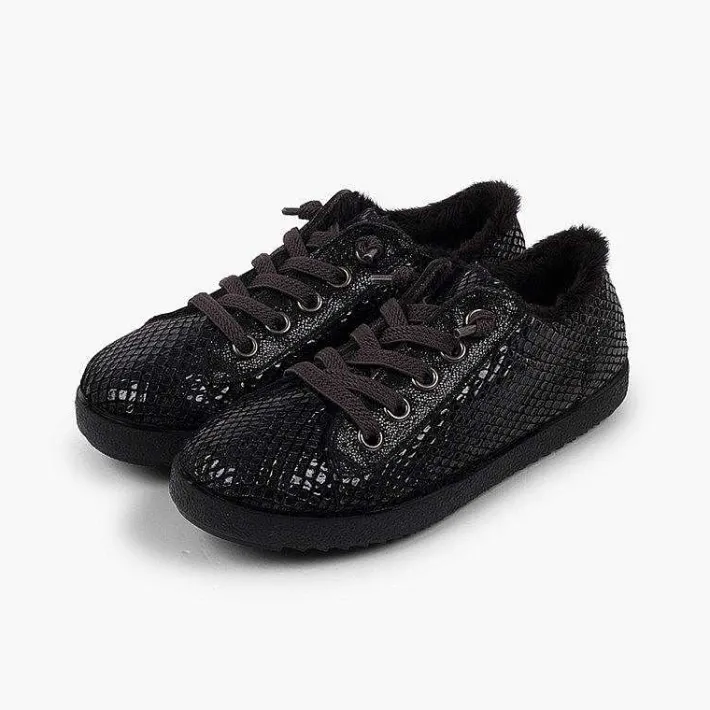 Zapatillas<Pisamonas Zapatillas Animal Print Serpiente Con Forro Pelo Color Negro