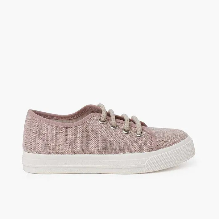 Zapatillas<Pisamonas Zapatillas Lino Con Cordones