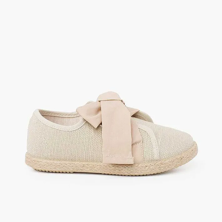 Zapatillas<Pisamonas Zapatillas Lino Con Lazo Y Banda De Yute
