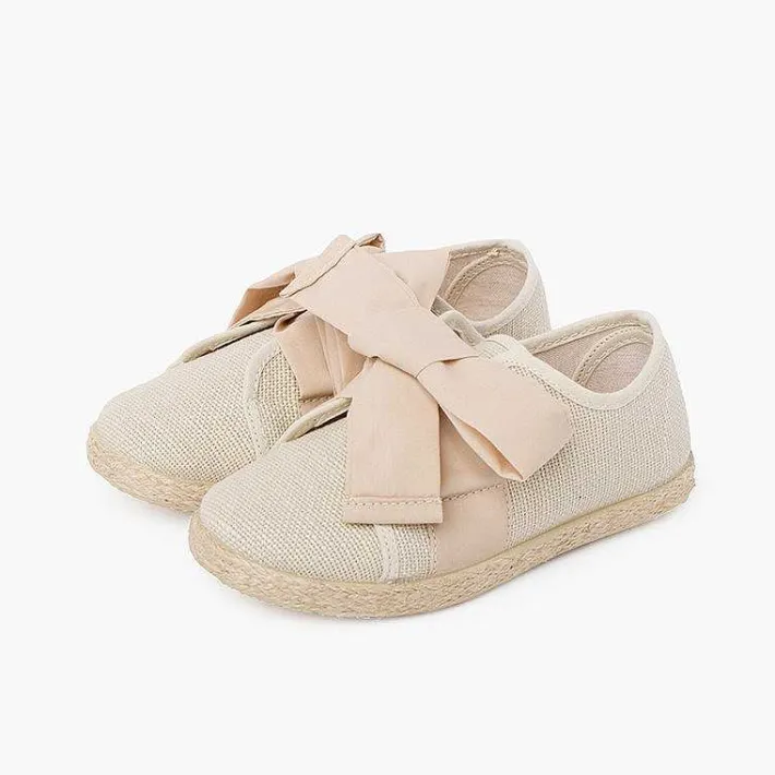 Zapatillas<Pisamonas Zapatillas Lino Con Lazo Y Banda De Yute