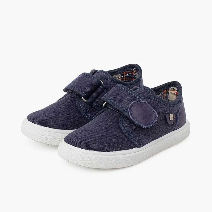 Zapatillas<Pisamonas Zapatillas Lona Cierre Adherente Detalle Piel Color Azul Jeans