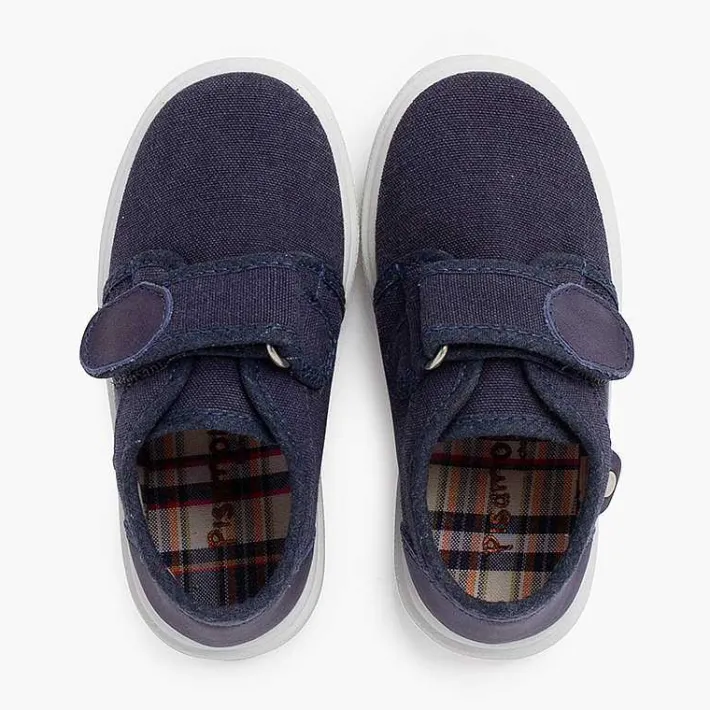 Zapatillas<Pisamonas Zapatillas Lona Cierre Adherente Detalle Piel Color Azul Jeans