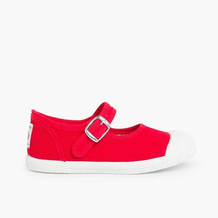 Zapatillas<Pisamonas Zapatillas Lona Niña Con Hebilla Y Puntera De Goma