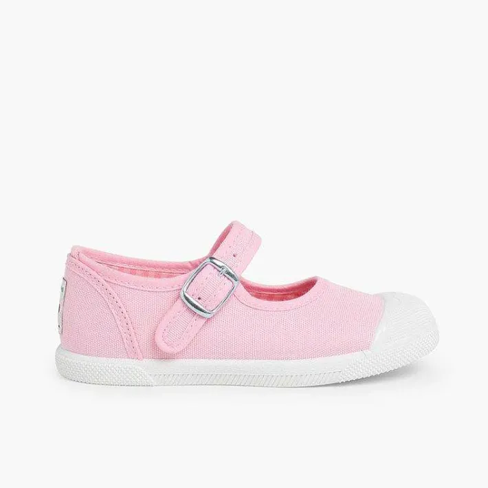 Zapatillas<Pisamonas Zapatillas Lona Niña Con Hebilla Y Puntera De Goma