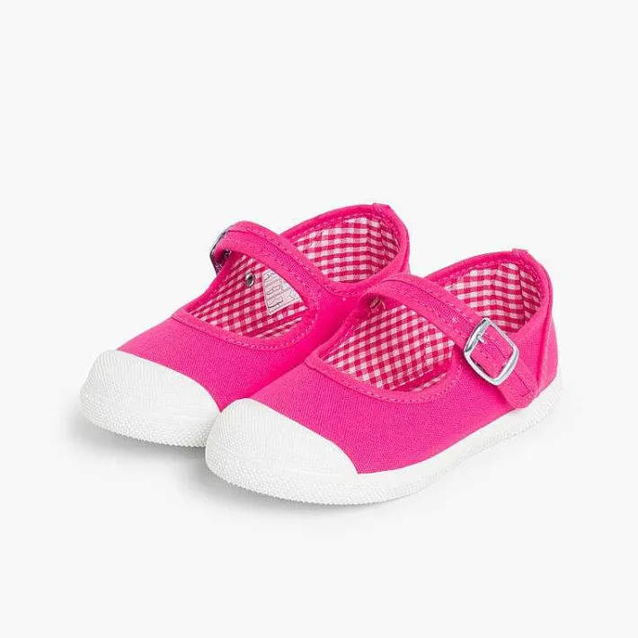 Zapatillas<Pisamonas Zapatillas Lona Niña Con Hebilla Y Puntera De Goma