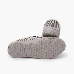 Zapatillas<Pisamonas Zapatillas Rayas Suela Ancha Color Crudo Y Gris