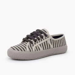 Zapatillas<Pisamonas Zapatillas Rayas Suela Ancha Color Crudo Y Gris