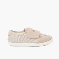 Zapatillas<Pisamonas Zapatillas Rayas Y Serraje Con Tira Adherente Doble