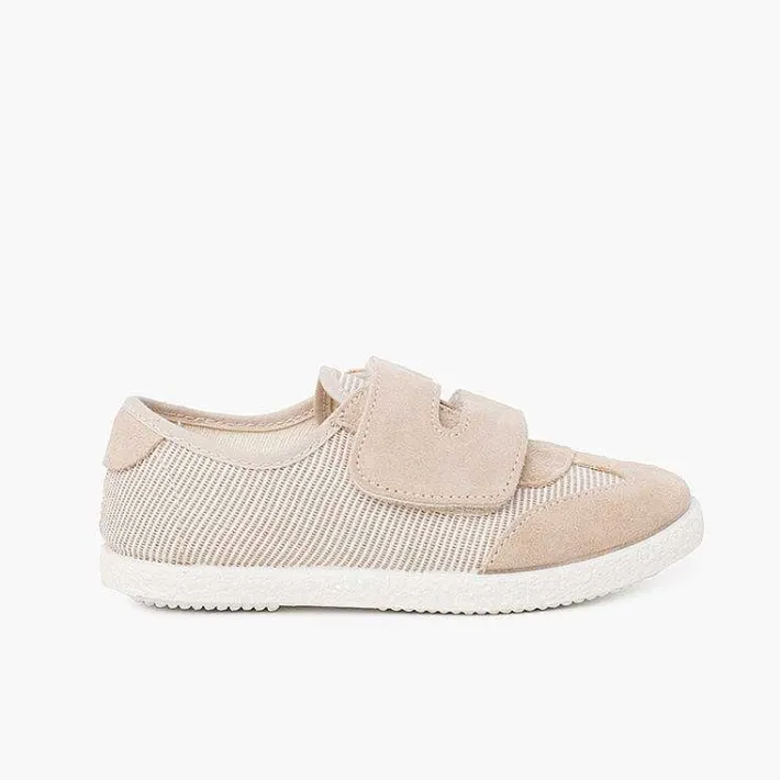 Zapatillas<Pisamonas Zapatillas Rayas Y Serraje Con Tira Adherente Doble