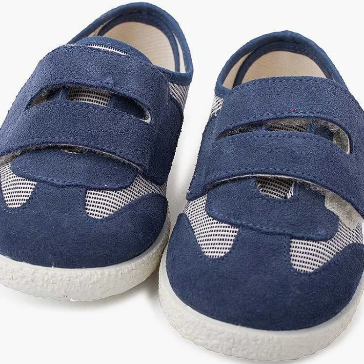 Zapatillas<Pisamonas Zapatillas Rayas Y Serraje Con Tira Adherente Doble