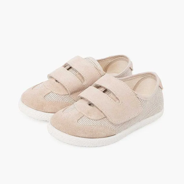 Zapatillas<Pisamonas Zapatillas Rayas Y Serraje Con Tira Adherente Doble
