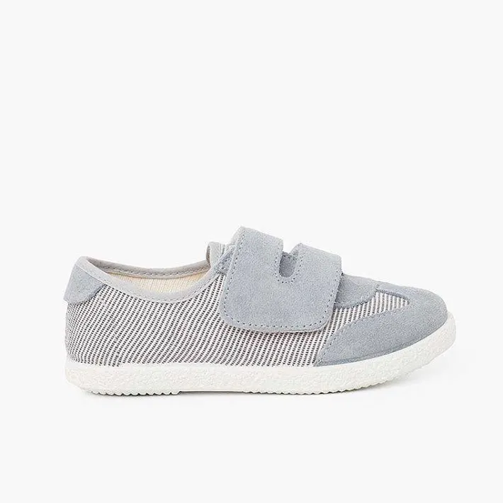 Zapatillas<Pisamonas Zapatillas Rayas Y Serraje Con Tira Adherente Doble