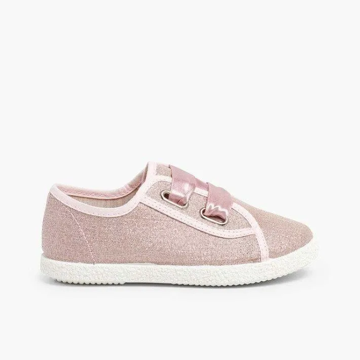 Zapatillas<Pisamonas Zapatillas Tejido Metalizado Lazo Raso