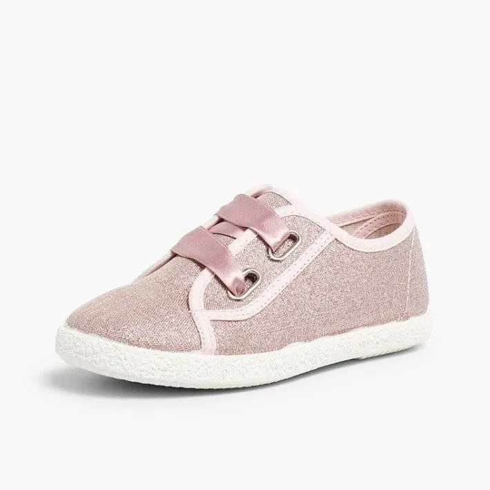 Zapatillas<Pisamonas Zapatillas Tejido Metalizado Lazo Raso