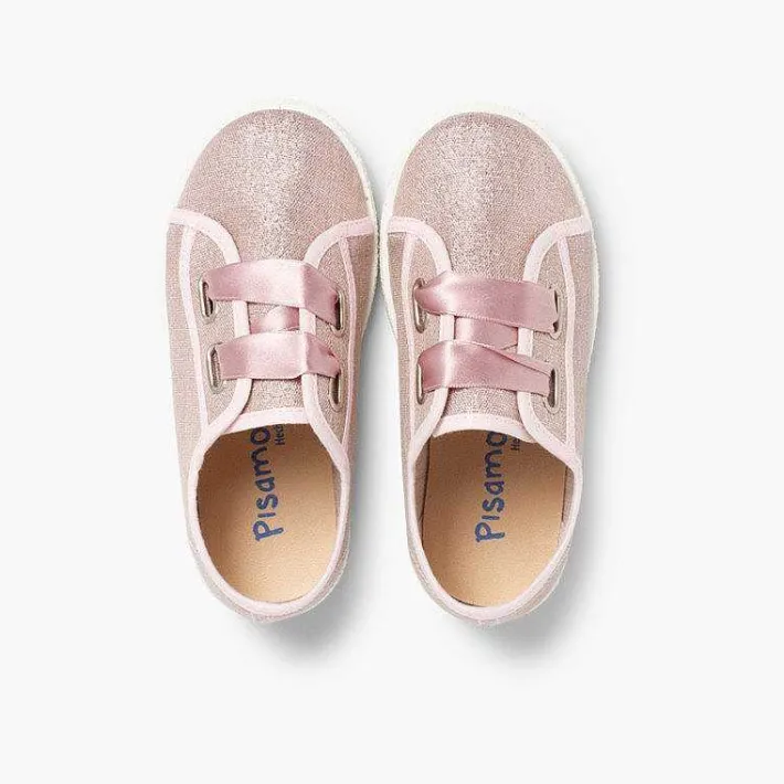 Zapatillas<Pisamonas Zapatillas Tejido Metalizado Lazo Raso