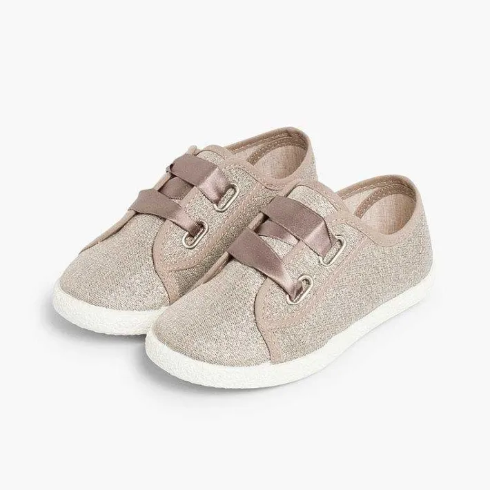 Zapatillas<Pisamonas Zapatillas Tejido Metalizado Lazo Raso
