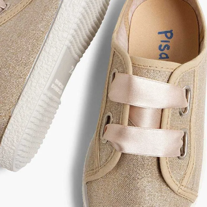 Zapatillas<Pisamonas Zapatillas Tejido Metalizado Lazo Raso
