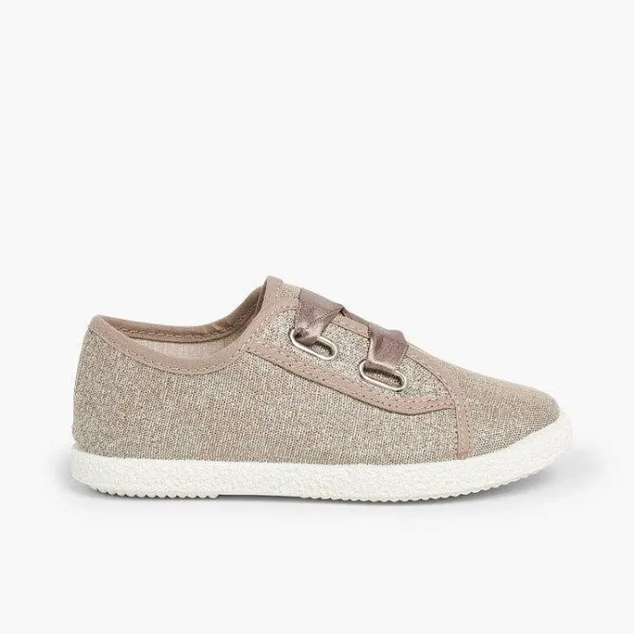 Zapatillas<Pisamonas Zapatillas Tejido Metalizado Lazo Raso