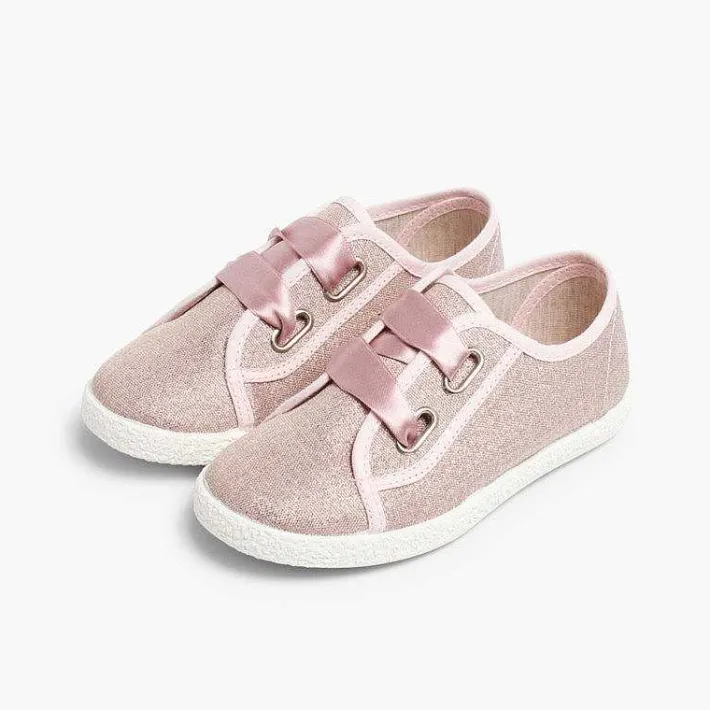 Zapatillas<Pisamonas Zapatillas Tejido Metalizado Lazo Raso