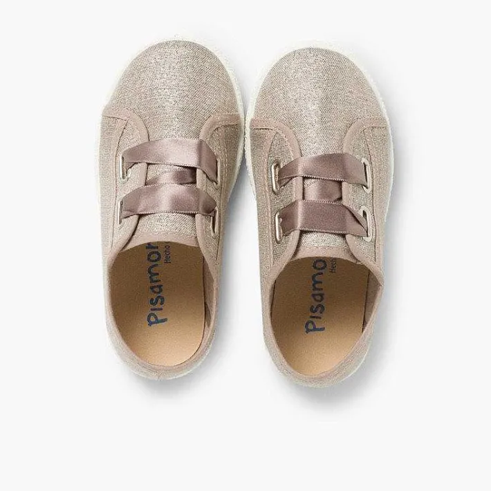 Zapatillas<Pisamonas Zapatillas Tejido Metalizado Lazo Raso