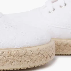 Zapatillas<Pisamonas Zapatillas Tipo Alpargatas Tela Bordado Suizo Color Blanco