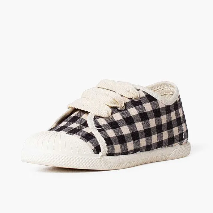 Zapatillas<Pisamonas Zapatillas Vichy Puntera Goma Cordones Cinta Color Negro