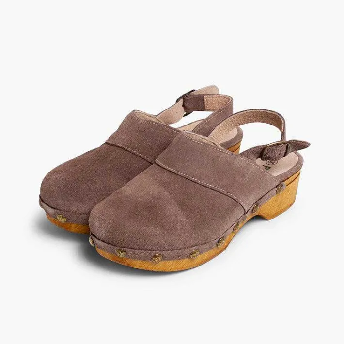 Sandalias<Pisamonas Zuecos Serraje Suela Tipo Madera