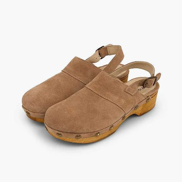 Sandalias<Pisamonas Zuecos Serraje Suela Tipo Madera
